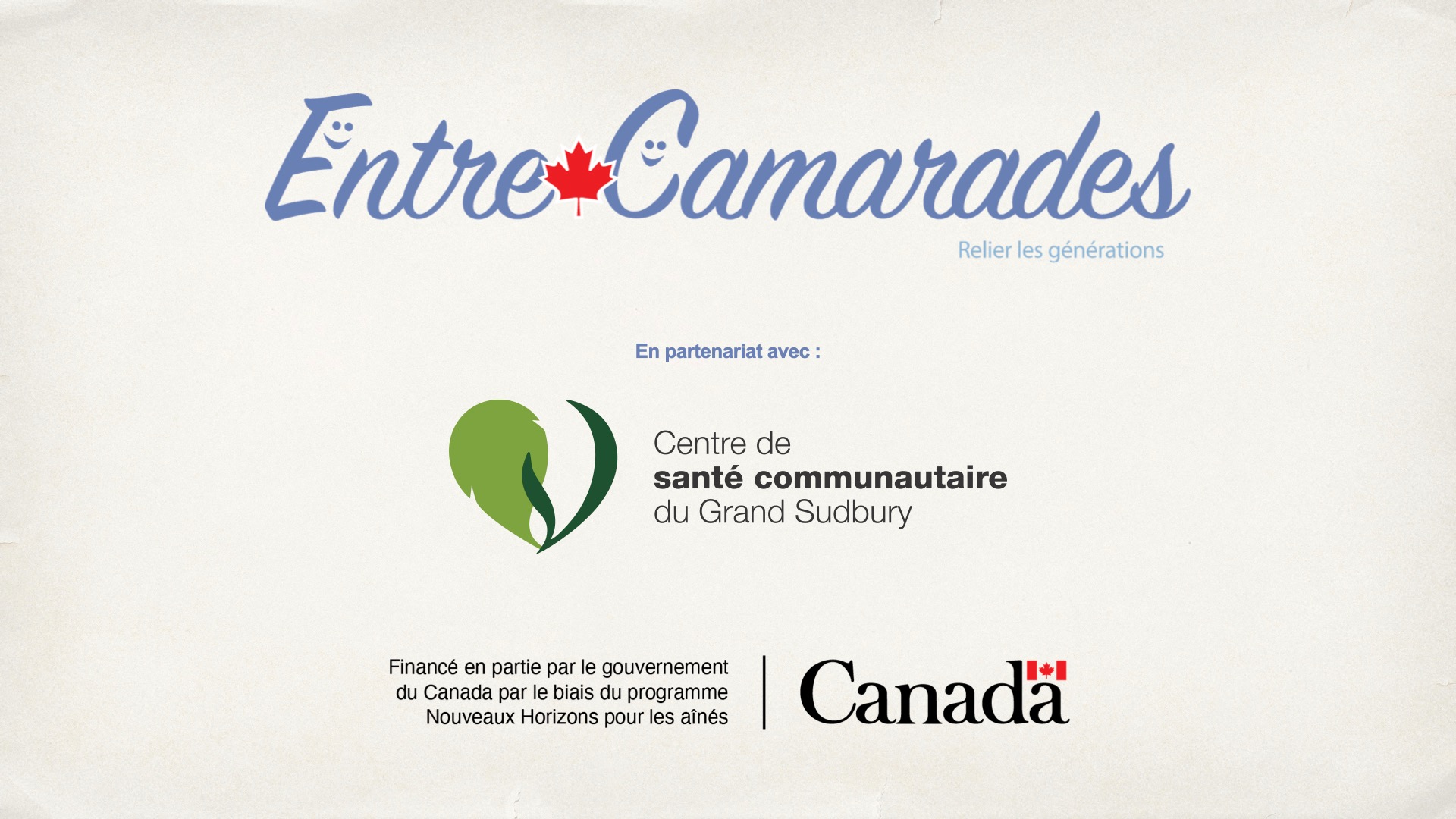 Crédits, partenaires et financement du projet Entre-Camarades